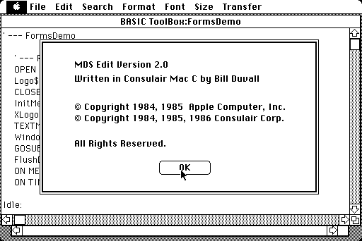 Microsoft BASIC Compiler 1.0 for Mac - Edit